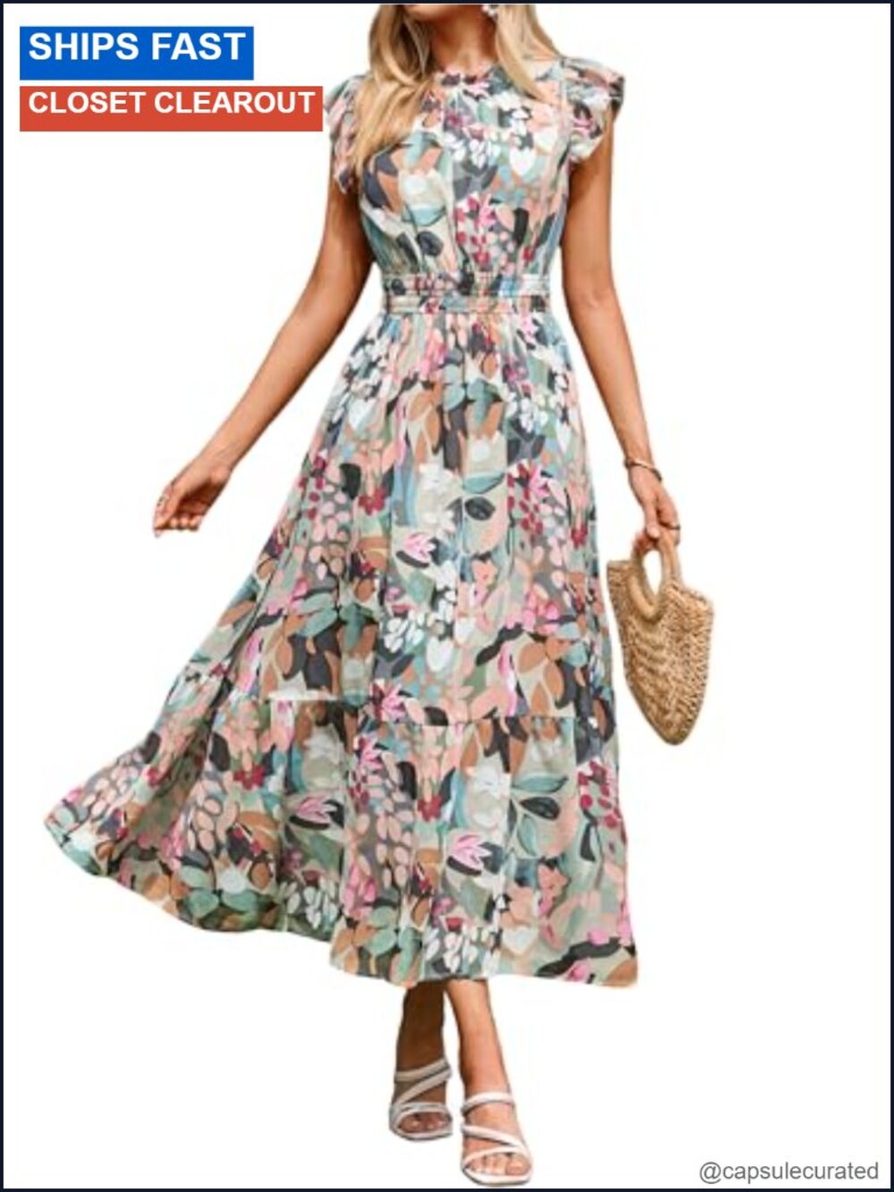 Floral Chiffon A Line Maxi Dress Short Sleeve Wedding Guest Beach
